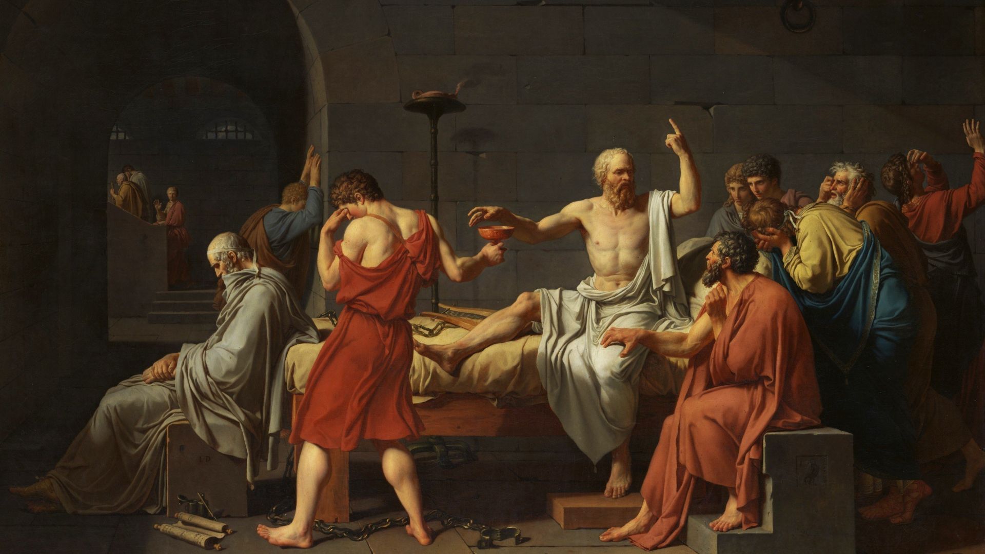 Śmierć Sokratesa, Jacques-Louis David, 1787, domena publiczna